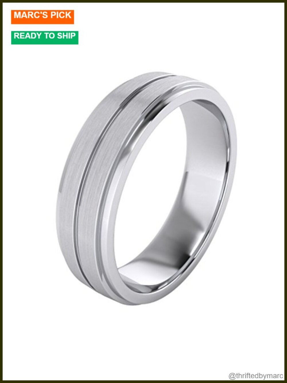 Sterling Silver 6mm Unisex Wedding Band Comfort Fit Brushed Grooved Ring